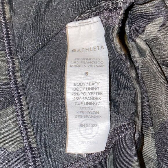 ATHLETA Ultimate Printed Camo Bra Olive Green Women’s Size Small - Picture 7 of 8